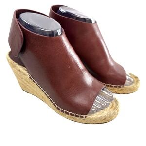 Celine Phoebe Philo peep-toe wedge espadrille sandal EU 36 US 6 leather Oxblood